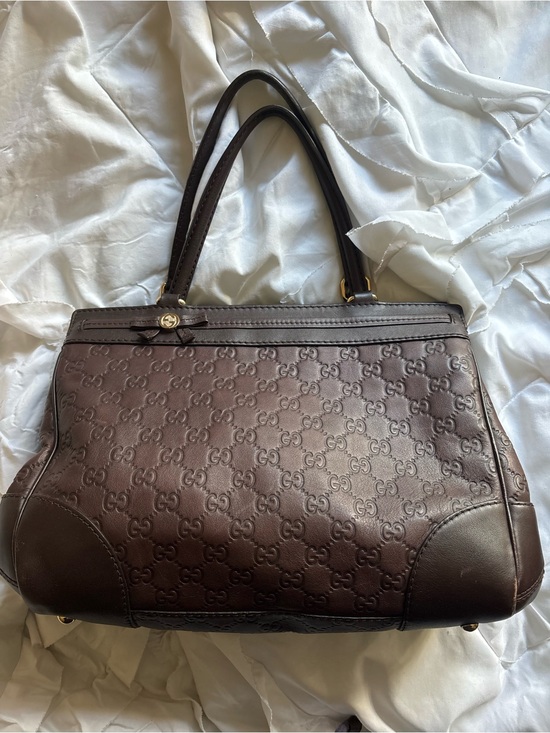 Gucci Handbags - Gucci Brown GG Monogram Shoulder Bag with Gold Accents